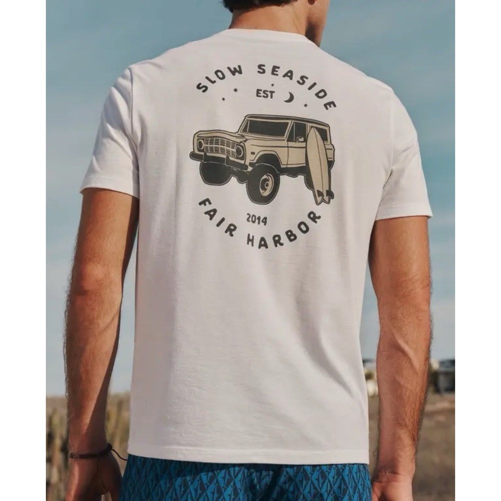 Fair Harbor Kismet Tee | White Slow Seaside Bronco Large